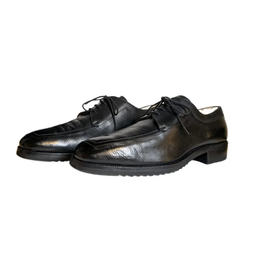 Gravati Arthur Beren Italy 16567 Black Pebbled Leather Apron Blucher Shoes 11 W
